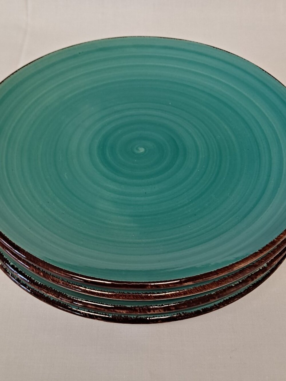 Set 4 Royal Norfolk TURQUOISE SWIRL 7 3/4" Salad PLATES Spiral Bread